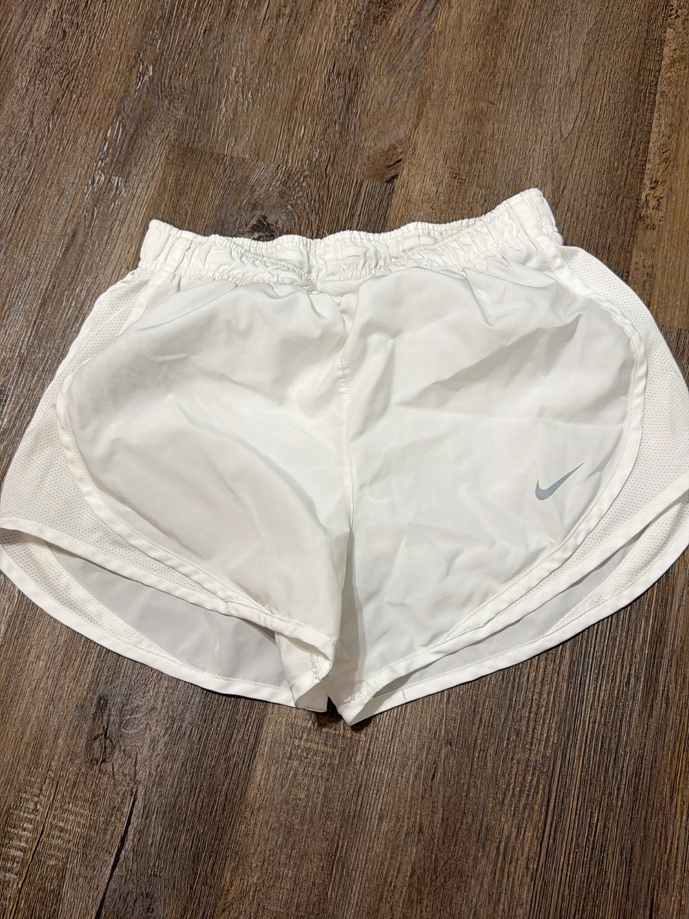 Nike Women's White Athletic Running Shorts with Reflective Swoosh